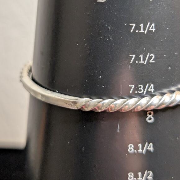 Taxco Mexico Straight & Twisted Sterling Silver Stacking Bangle Bracelet - Picture 5 of 7